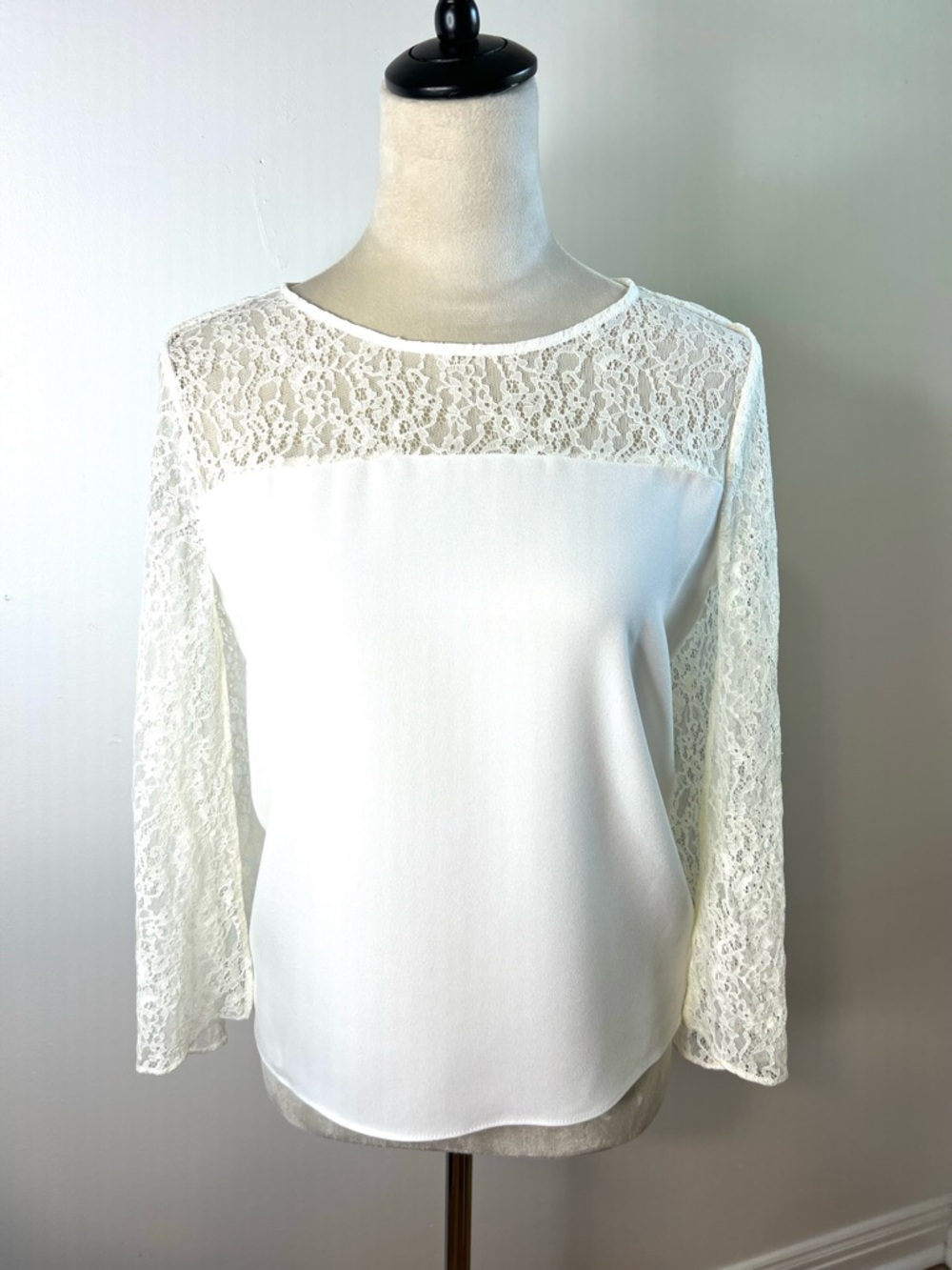 Maje 'Ade' Lace Crepe Cape Top Cream Luxury SZ 1 US Small EUC